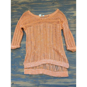 Roxy Crochet 3/4 Sleeve Blouse Size XS Peach / Orange